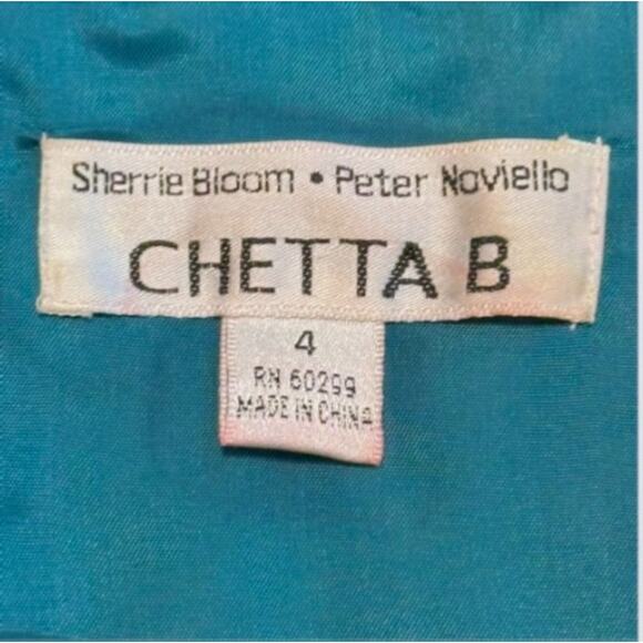 Vintage Chetta B Teal Silk Ruched Off Shoulder Party Top Size 4 Bloom Noviello - Picture 3 of 8